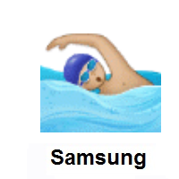 Man Swimming: Medium-Light Skin Tone on Samsung