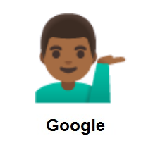 Man Tipping Hand: Medium-Dark Skin Tone on Google Android