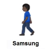 Man Walking: Dark Skin Tone on Samsung
