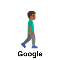Man Walking Facing Right: Medium-Dark Skin Tone on Google Android