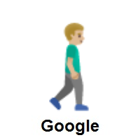 Man Walking Facing Right: Medium-Light Skin Tone on Google Android