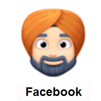 Man Wearing Turban: Light Skin Tone on Facebook