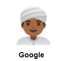 Man Wearing Turban: Medium-Dark Skin Tone on Google Android