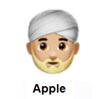 Man Wearing Turban: Medium-Light Skin Tone on Apple iOS