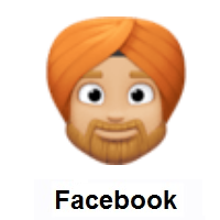 Man Wearing Turban: Medium-Light Skin Tone on Facebook