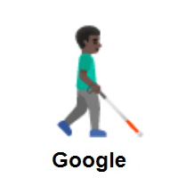 Man With White Cane Facing Right: Dark Skin Tone on Google Android