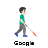Man With White Cane Facing Right: Light Skin Tone on Google Android