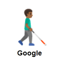 Man With White Cane Facing Right: Medium-Dark Skin Tone on Google Android