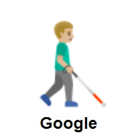 Man With White Cane Facing Right: Medium-Light Skin Tone on Google Android