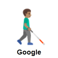 Man With White Cane Facing Right: Medium Skin Tone on Google Android