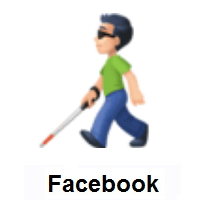 Man With White Cane: Light Skin Tone on Facebook