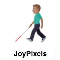 Man With White Cane: Medium Skin Tone on JoyPixels