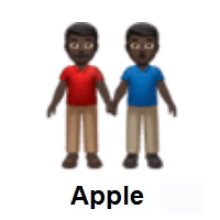Men Holding Hands: Dark Skin Tone on Apple iOS