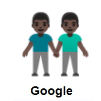 Men Holding Hands: Dark Skin Tone on Google Android