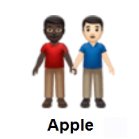 Men Holding Hands: Dark Skin Tone, Light Skin Tone on Apple iOS