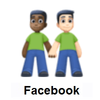 Men Holding Hands: Dark Skin Tone, Light Skin Tone on Facebook