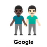 Men Holding Hands: Dark Skin Tone, Light Skin Tone on Google Android