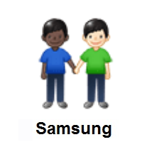 Men Holding Hands: Dark Skin Tone, Light Skin Tone on Samsung