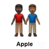 Men Holding Hands: Dark Skin Tone, Medium-Dark Skin Tone on Apple iOS