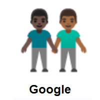 Men Holding Hands: Dark Skin Tone, Medium-Dark Skin Tone on Google Android