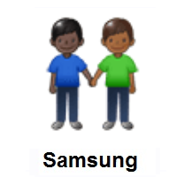 Men Holding Hands: Dark Skin Tone, Medium-Dark Skin Tone on Samsung