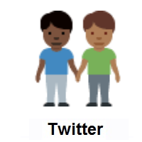 Men Holding Hands: Dark Skin Tone, Medium-Dark Skin Tone on Twitter Twemoji