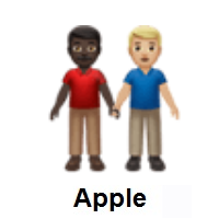 Men Holding Hands: Dark Skin Tone, Medium-Light Skin Tone on Apple iOS