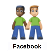 Men Holding Hands: Dark Skin Tone, Medium-Light Skin Tone on Facebook