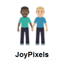 Men Holding Hands: Dark Skin Tone, Medium-Light Skin Tone on JoyPixels