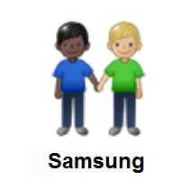 Men Holding Hands: Dark Skin Tone, Medium-Light Skin Tone on Samsung