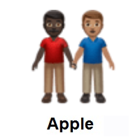 Men Holding Hands: Dark Skin Tone, Medium Skin Tone on Apple iOS