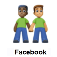 Men Holding Hands: Dark Skin Tone, Medium Skin Tone on Facebook