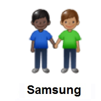 Men Holding Hands: Dark Skin Tone, Medium Skin Tone on Samsung