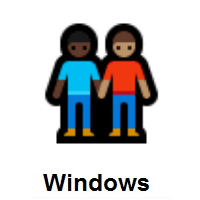 Men Holding Hands: Dark Skin Tone, Medium Skin Tone on Microsoft Windows
