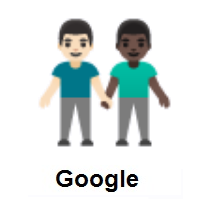 Men Holding Hands: Light Skin Tone, Dark Skin Tone on Google Android
