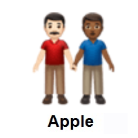 Men Holding Hands: Light Skin Tone, Medium-Dark Skin Tone on Apple iOS
