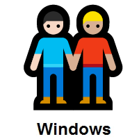 Men Holding Hands: Light Skin Tone, Medium-Light Skin Tone on Microsoft Windows