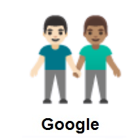 Men Holding Hands: Light Skin Tone, Medium Skin Tone on Google Android