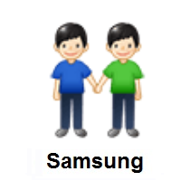 Men Holding Hands: Light Skin Tone on Samsung