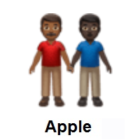 Men Holding Hands: Medium-Dark Skin Tone, Dark Skin Tone on Apple iOS