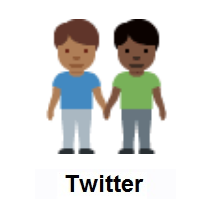 Men Holding Hands: Medium-Dark Skin Tone, Dark Skin Tone on Twitter Twemoji