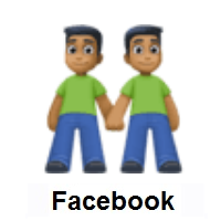Men Holding Hands: Medium-Dark Skin Tone on Facebook