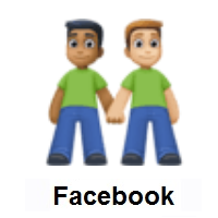 Men Holding Hands: Medium-Dark Skin Tone, Medium-Light Skin Tone on Facebook