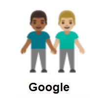 Men Holding Hands: Medium-Dark Skin Tone, Medium-Light Skin Tone on Google Android