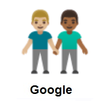 Men Holding Hands: Medium-Light Skin Tone, Medium-Dark Skin Tone on Google Android
