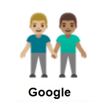 Men Holding Hands: Medium-Light Skin Tone, Medium Skin Tone on Google Android