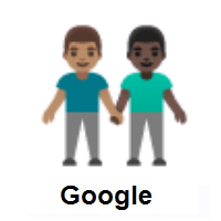 Men Holding Hands: Medium Skin Tone, Dark Skin Tone on Google Android