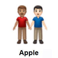 Men Holding Hands: Medium Skin Tone, Light Skin Tone on Apple iOS