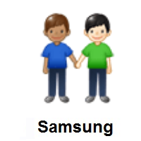 Men Holding Hands: Medium Skin Tone, Light Skin Tone on Samsung