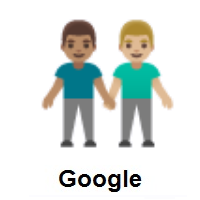 Men Holding Hands: Medium Skin Tone, Medium-Light Skin Tone on Google Android